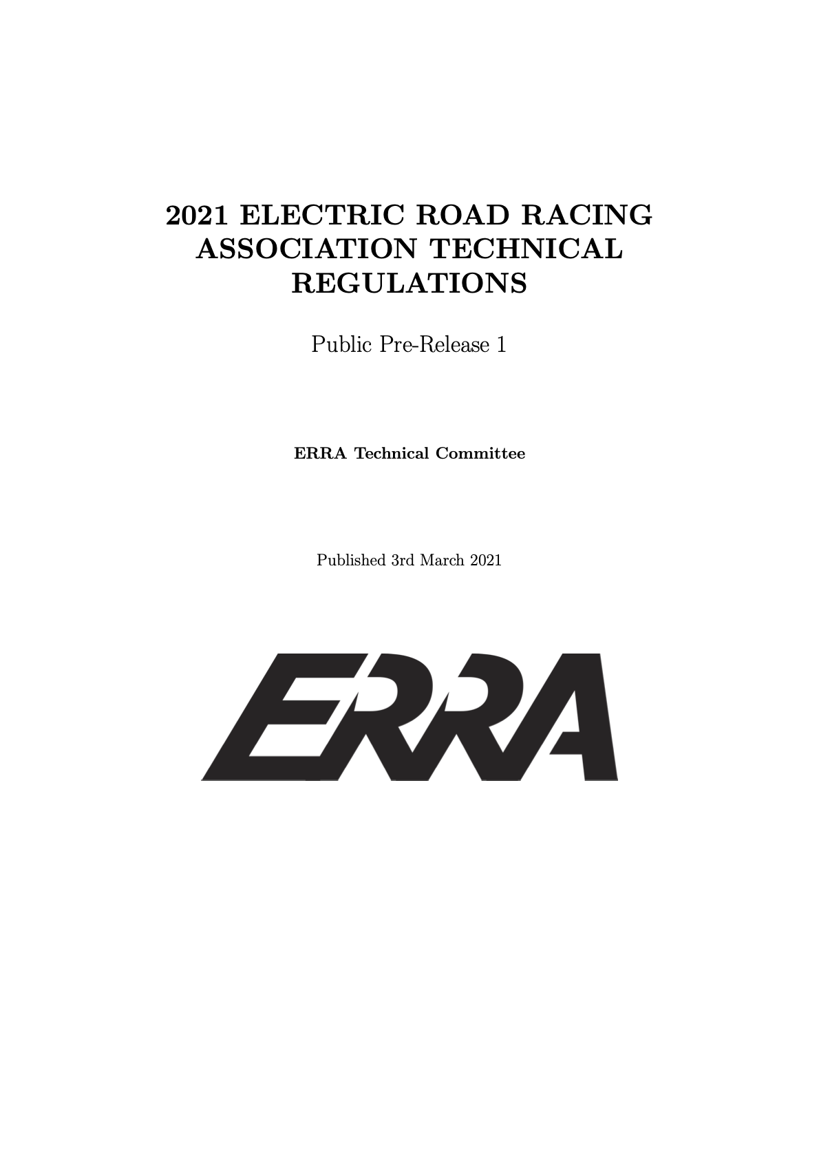 2021 ERRA Technical Regulations